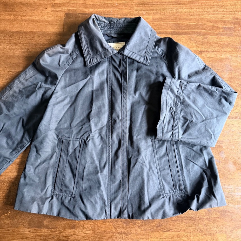 Old Navy Womens Black Zip Front Lightweight Jacket Size M Boxy Utility Coat